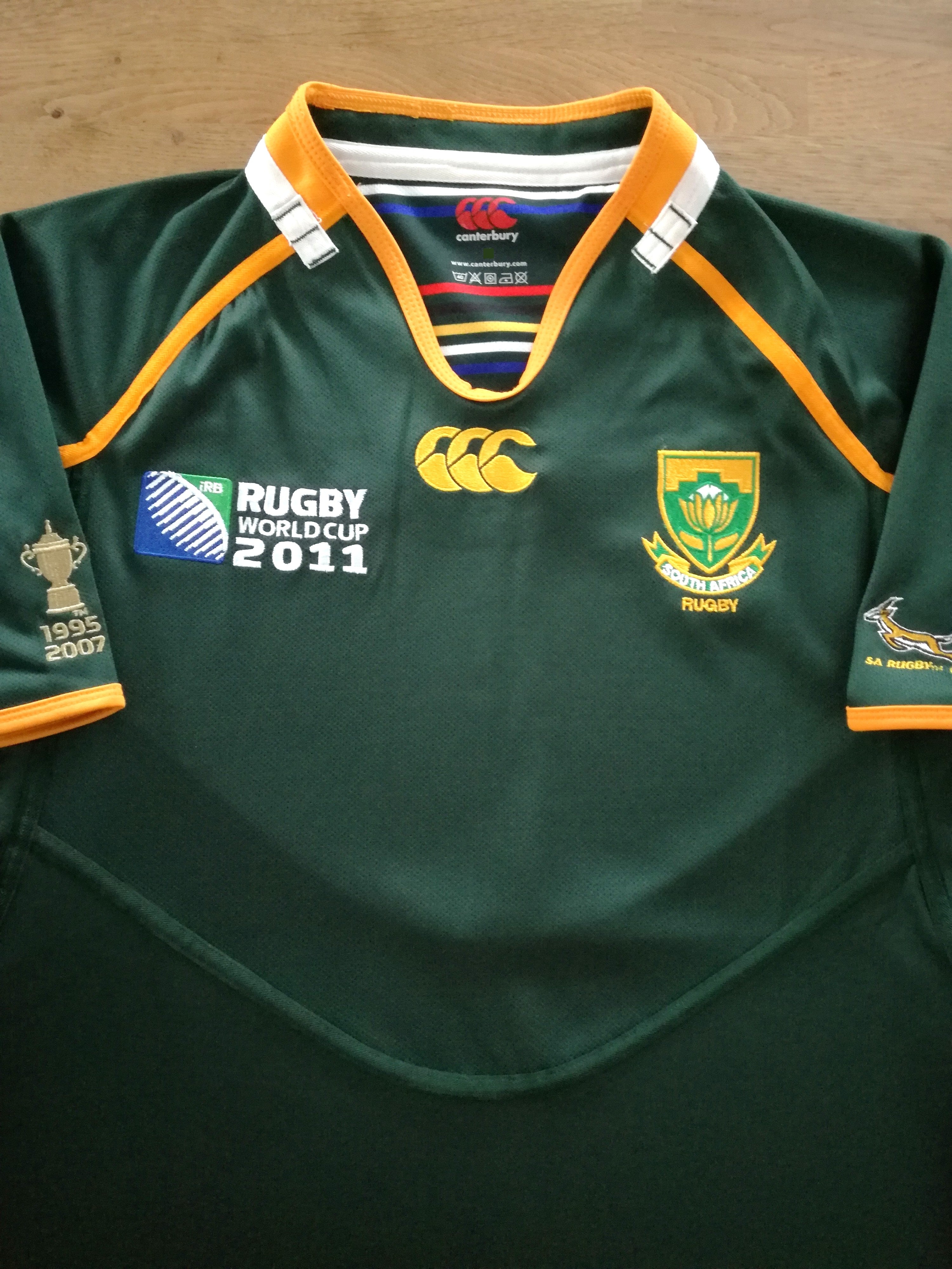 2011 South Africa Home World Cup Pro-Fit Rugby Shirt / Old Jersey