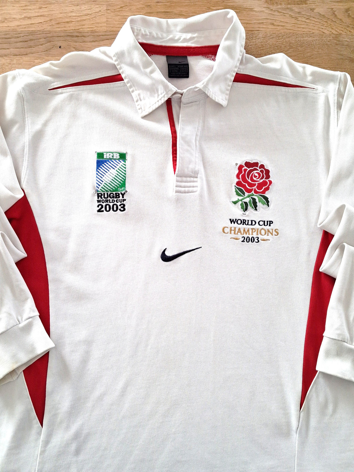 2003 England Home 'World Cup Champions' Long Sleeve Rugby Shirt