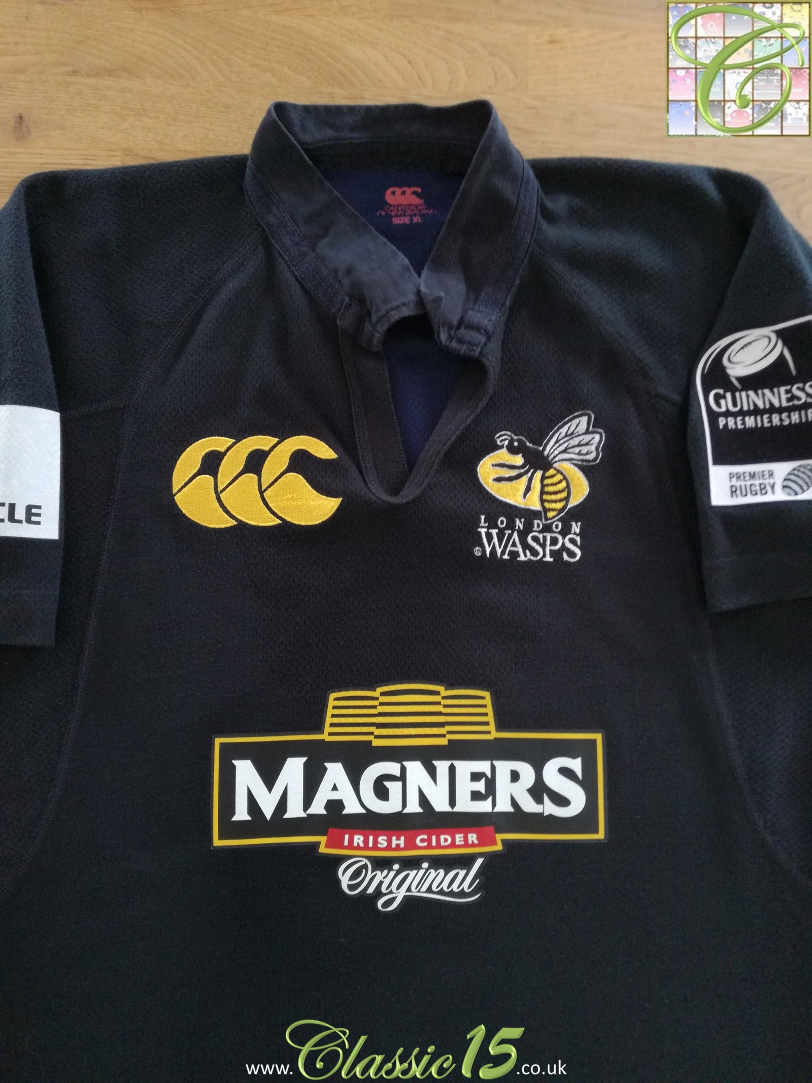 2005/06 London Wasps Home Match Worn Premiership Rugby Shirt Worsley #6 (XL)
