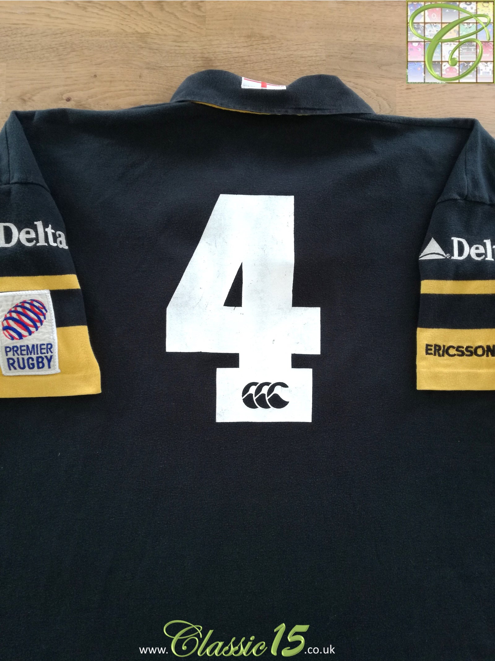 1999/00 London Wasps Home Match Worn Premier Rugby Shirt #4 (Dallaglio)
