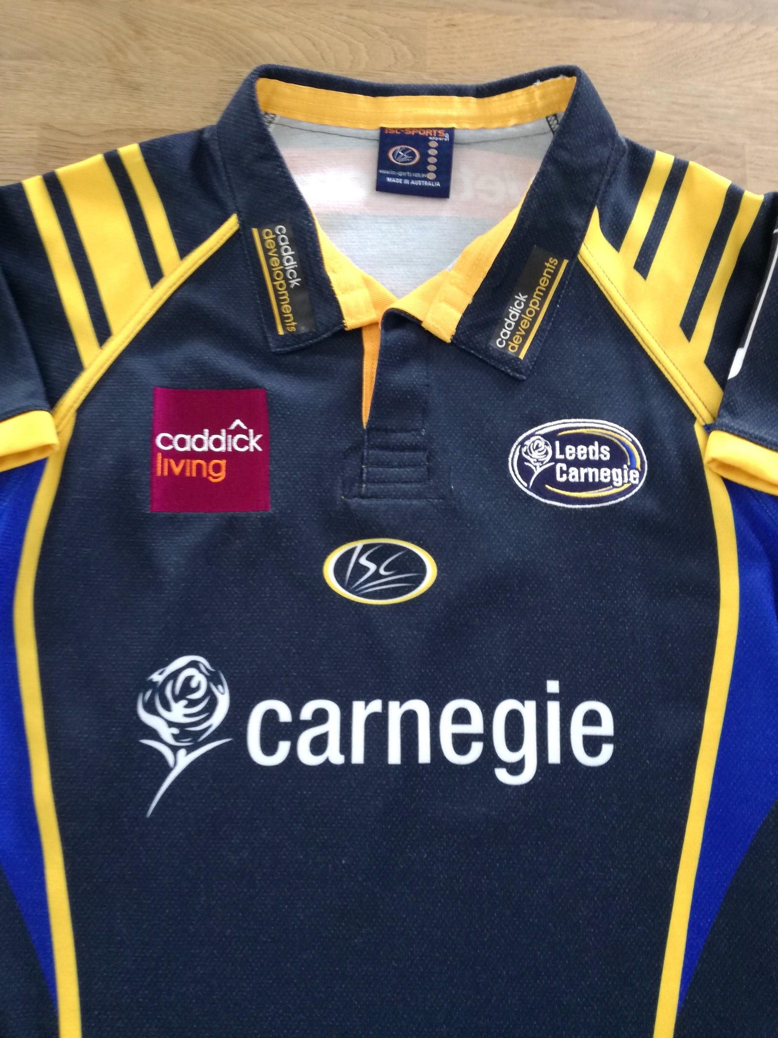 2007/08 Leeds Carnegie Home Premiership Player Issue Rugby Shirt Vasey #10 (Signed) (S)