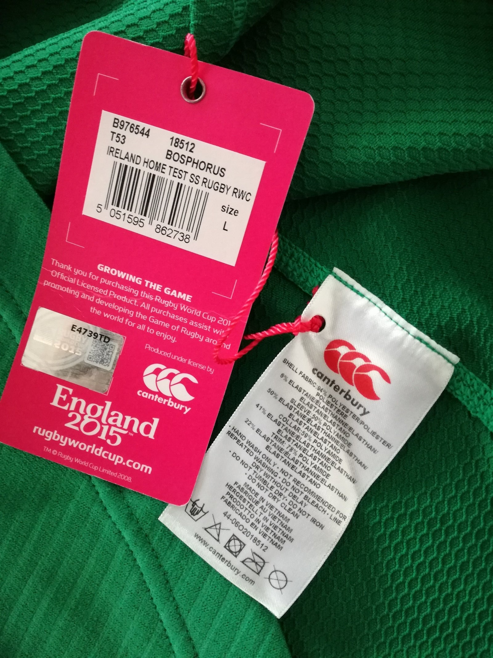 2015 Ireland Home World Cup Test Rugby Shirt (L)