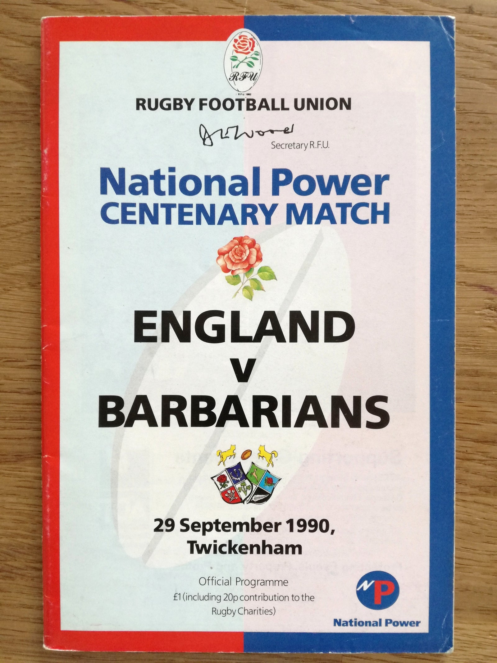 1990 Barbarians Match Worn (vs England) Centenary Rugby Shirt #17 (Smith) (L)
