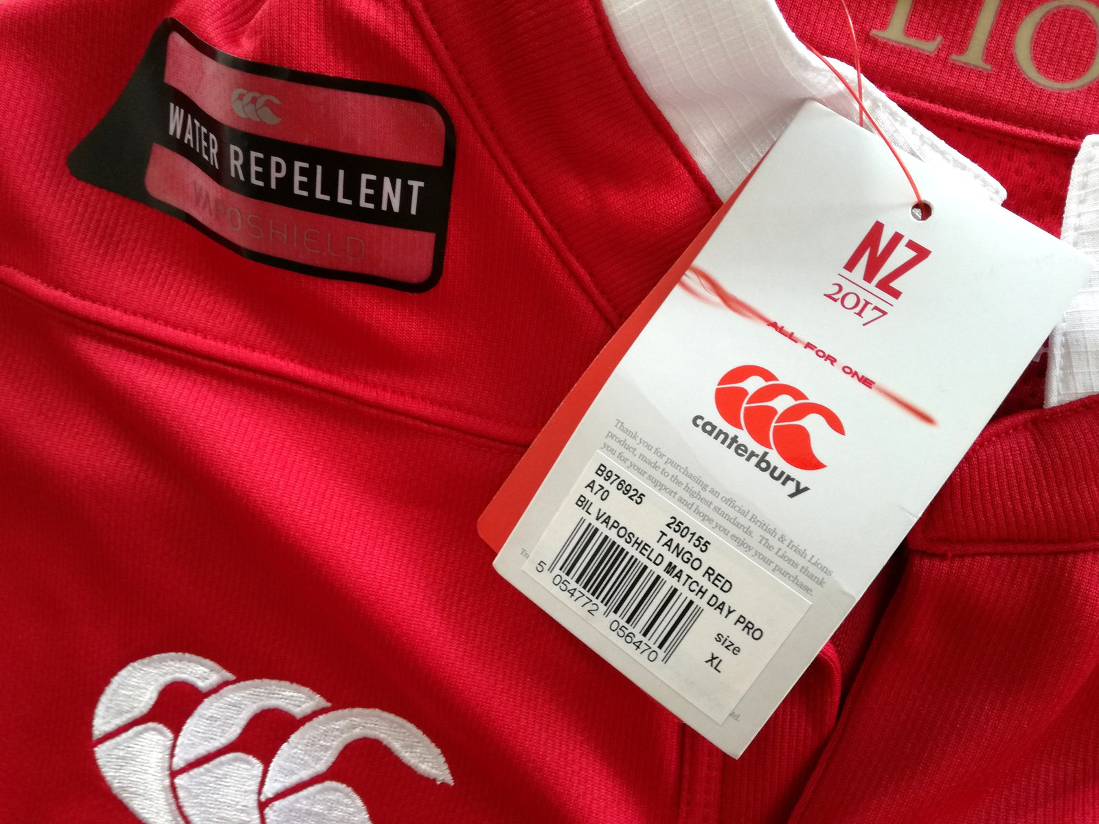 2017 British & Irish Lions Vaposhield Rugby Shirt (XL) *BNWT*