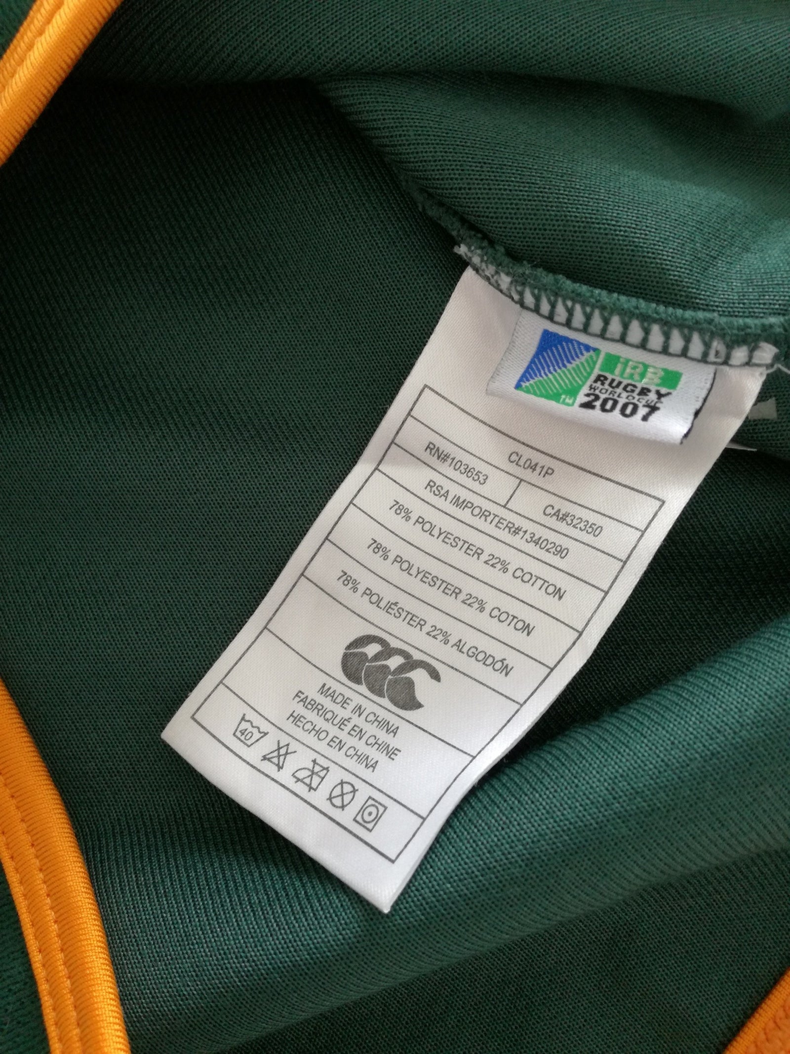2007 South Africa Home World Cup Test Rugby Shirt (S)