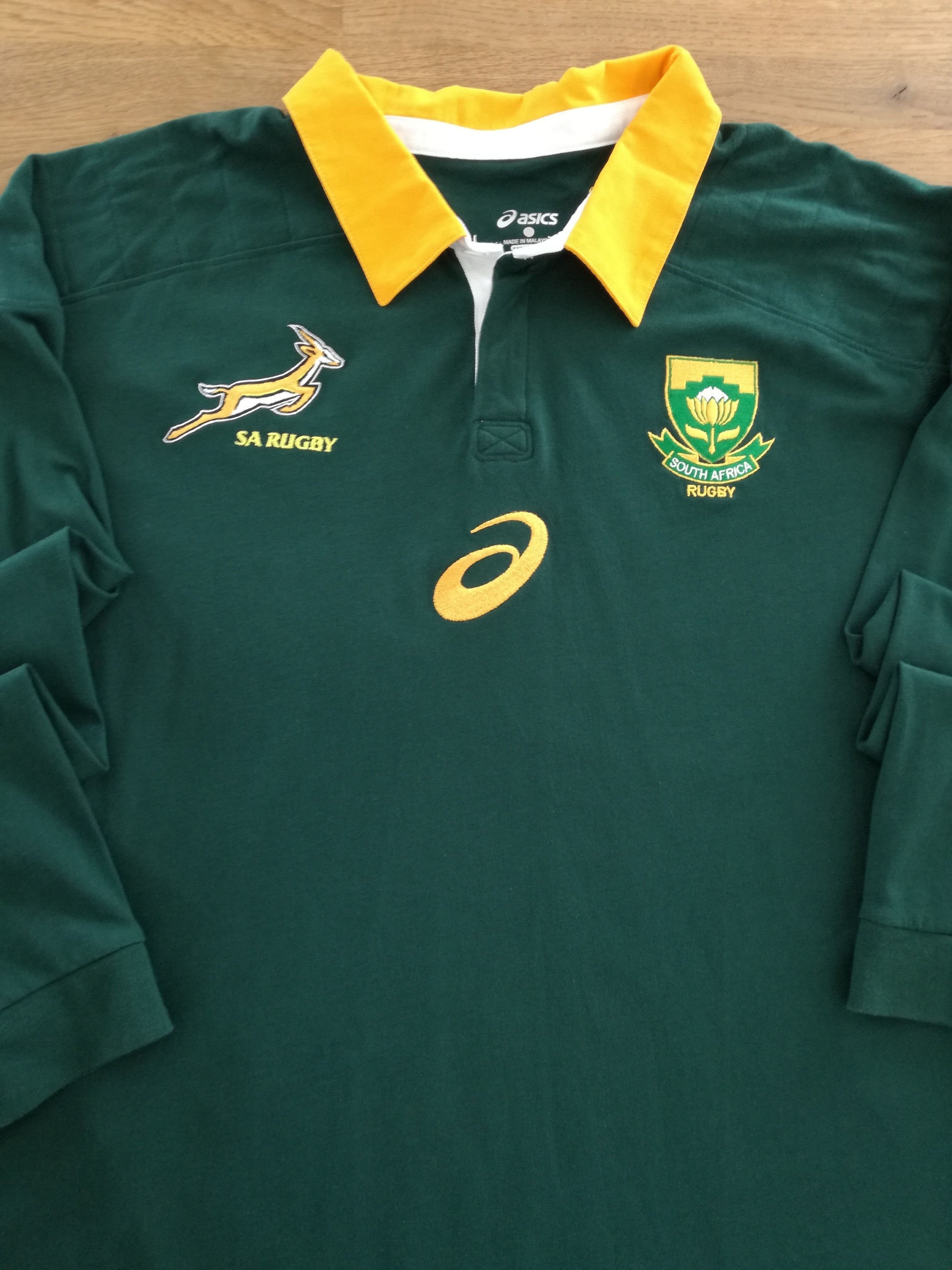 2014 South Africa Home Traditional Long Sleeve Rugby Shirt